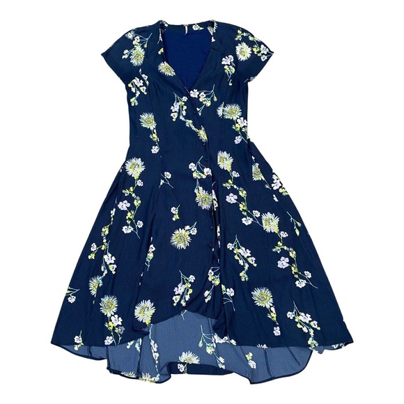 Free People Lost In You Midi Dress High Low Maxi Floral Navy Medium - Picture 1 of 7